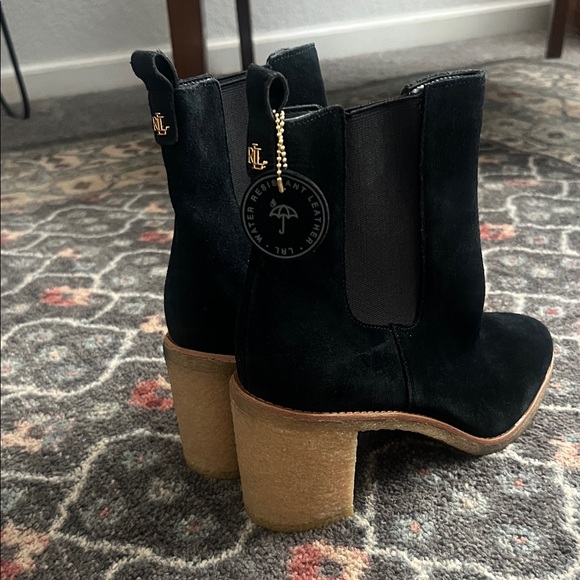 Ralph Lauren Black Heeled Boots - Picture 1 of 5